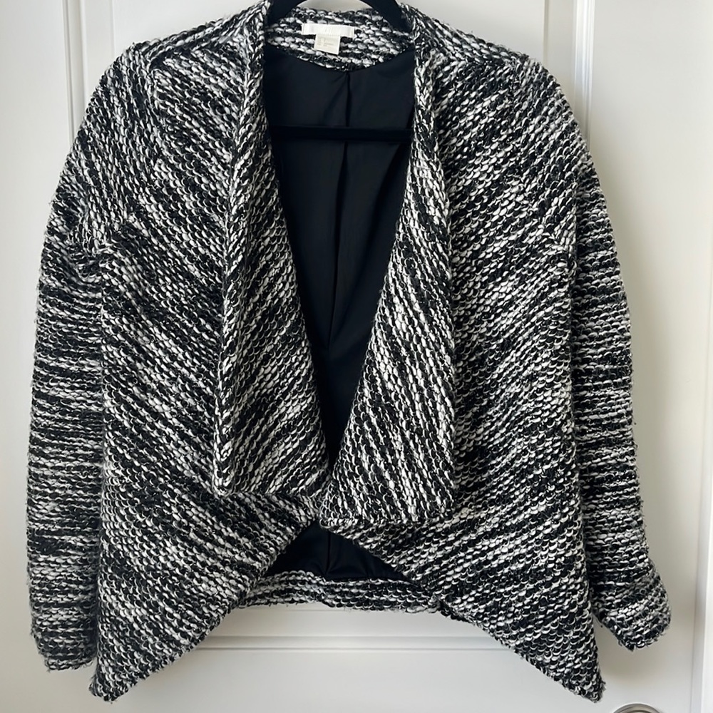 B&W Wool Cropped Cardigan